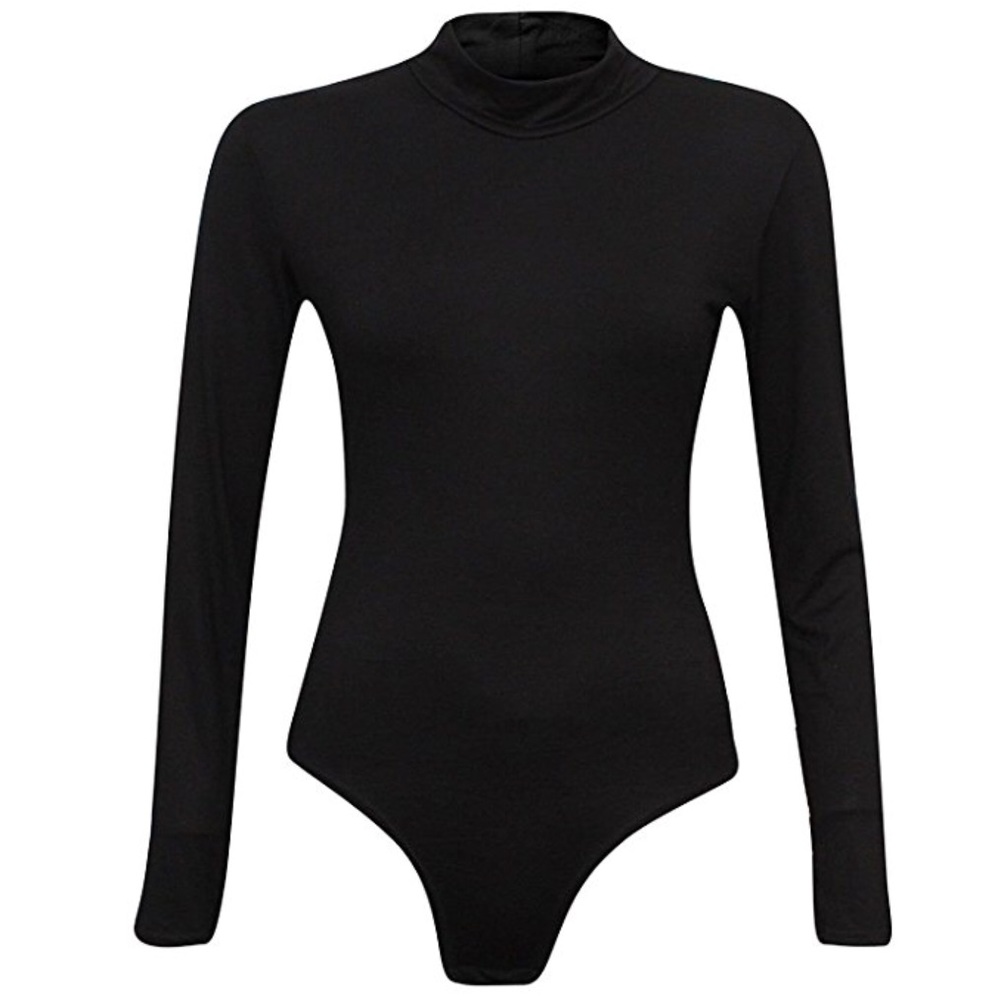 Black Long Sleeves Stretchy Bodysuit Top - Picture 4 of 5
